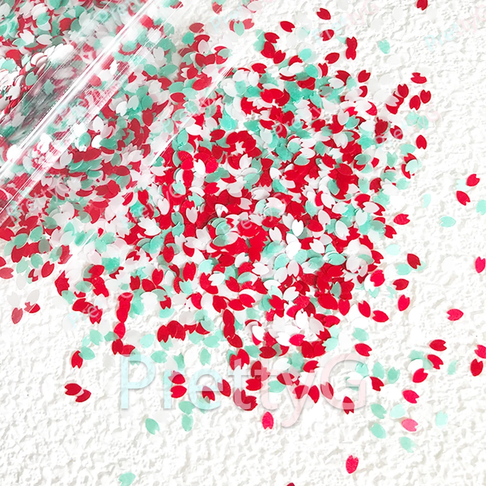 PrettyG 1박스 3D 믹스 벚꽃 꽃잎 네일 스팽글 벚꽃 글리터 플레이크 DIY 네일 아트 장식 액세서리