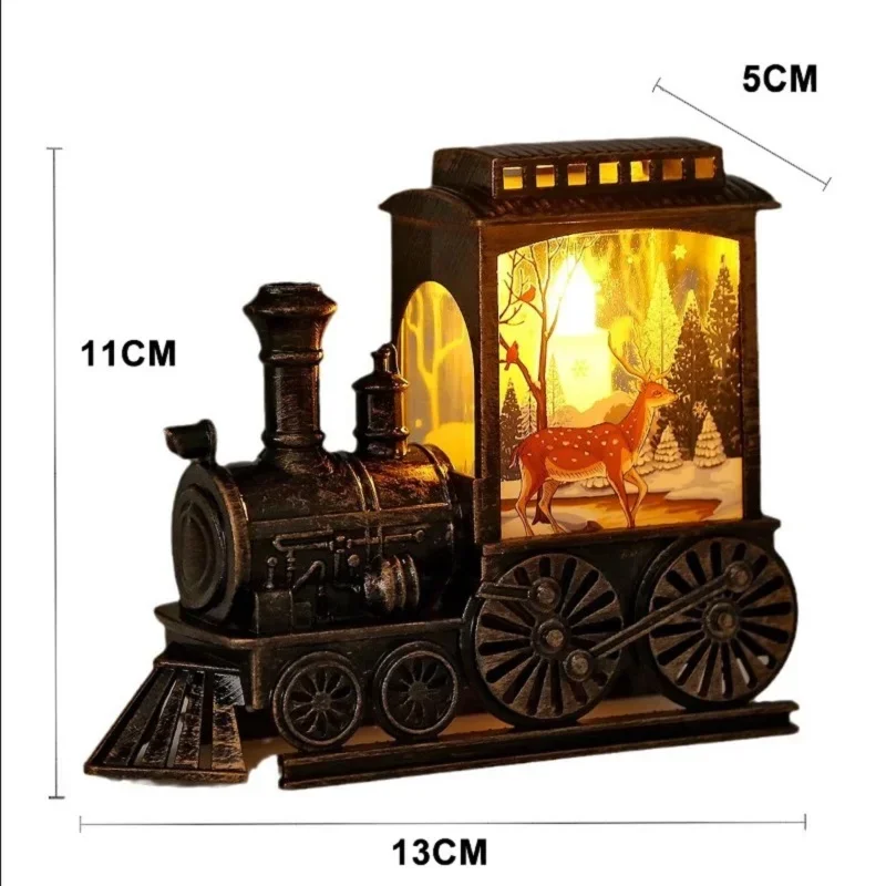 LED Night Lights Vintage Portable Train Night Lamp Battery Powered Outdoor Hanging Lanterns Christmas Festive Party Decoration