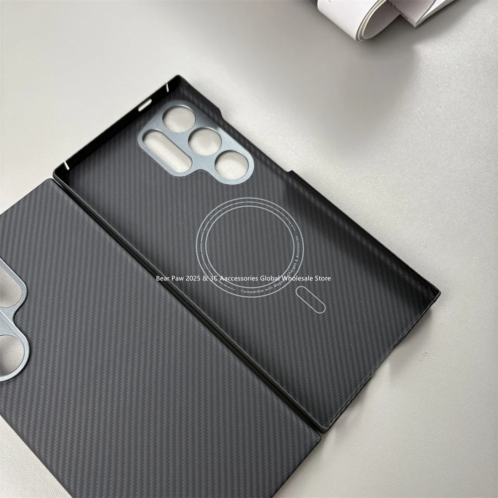 Funda de fibra de carbono de aramida 600D para Samsung Galaxy S24, funda magnética Ultra aramida para Galaxy S24, funda de carbono ultrafina