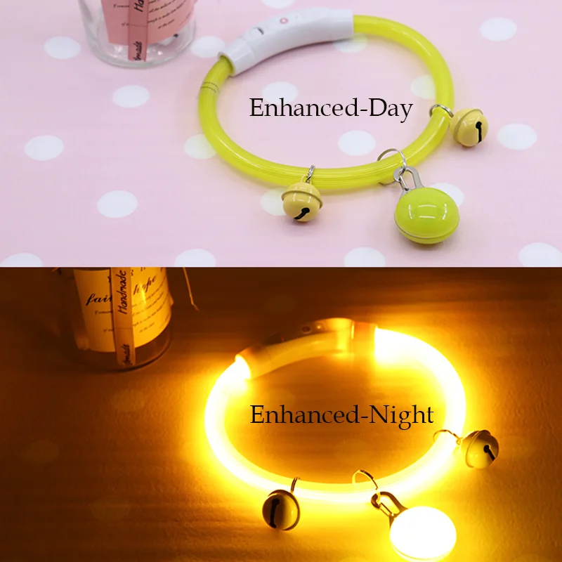 Led Light Dog Collar Rechargeable Glowing Usb Luminous With Bell For Big Cat Collar Small Bright Labrador Pets Dogs Products