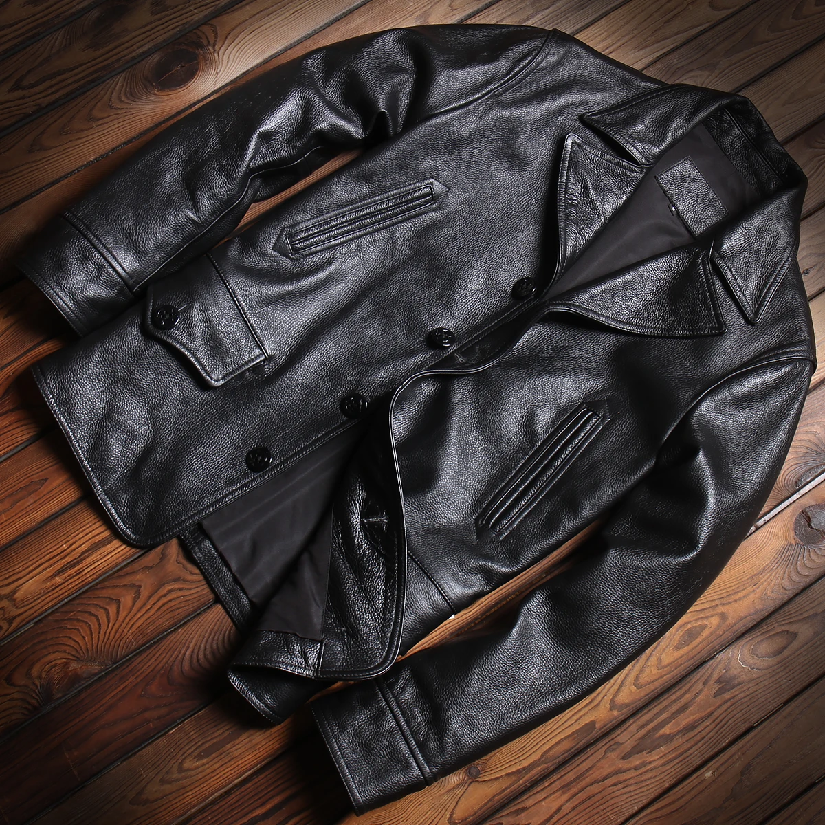 

Мужская куртка из натуральной кожи, повседневная, с отложным воротником, приталенная, средней длины, из воловьей кожи, больших размеров, модная, городская, деловая