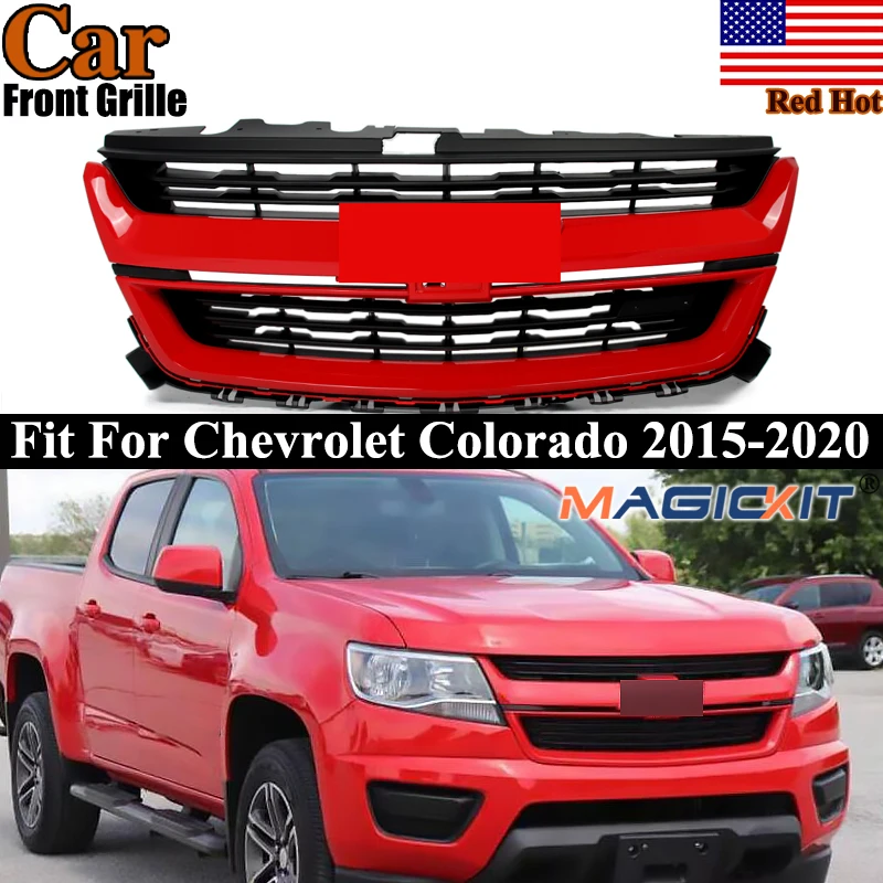 Race Red Front Bumper Grille Modified Grill For Chevy Chevrolet Colorado 2015-2020 Front Radiator Grill Upper Grille Accessories