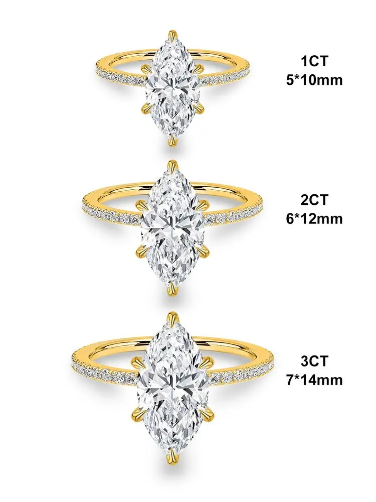 925 فضة بسيط كلاسيكي 2 قيراط ماركيز الزركون خاتم للنساء المشاركة الزفاف الفاخرة عالية الجودة غرامة مجوهرات #3