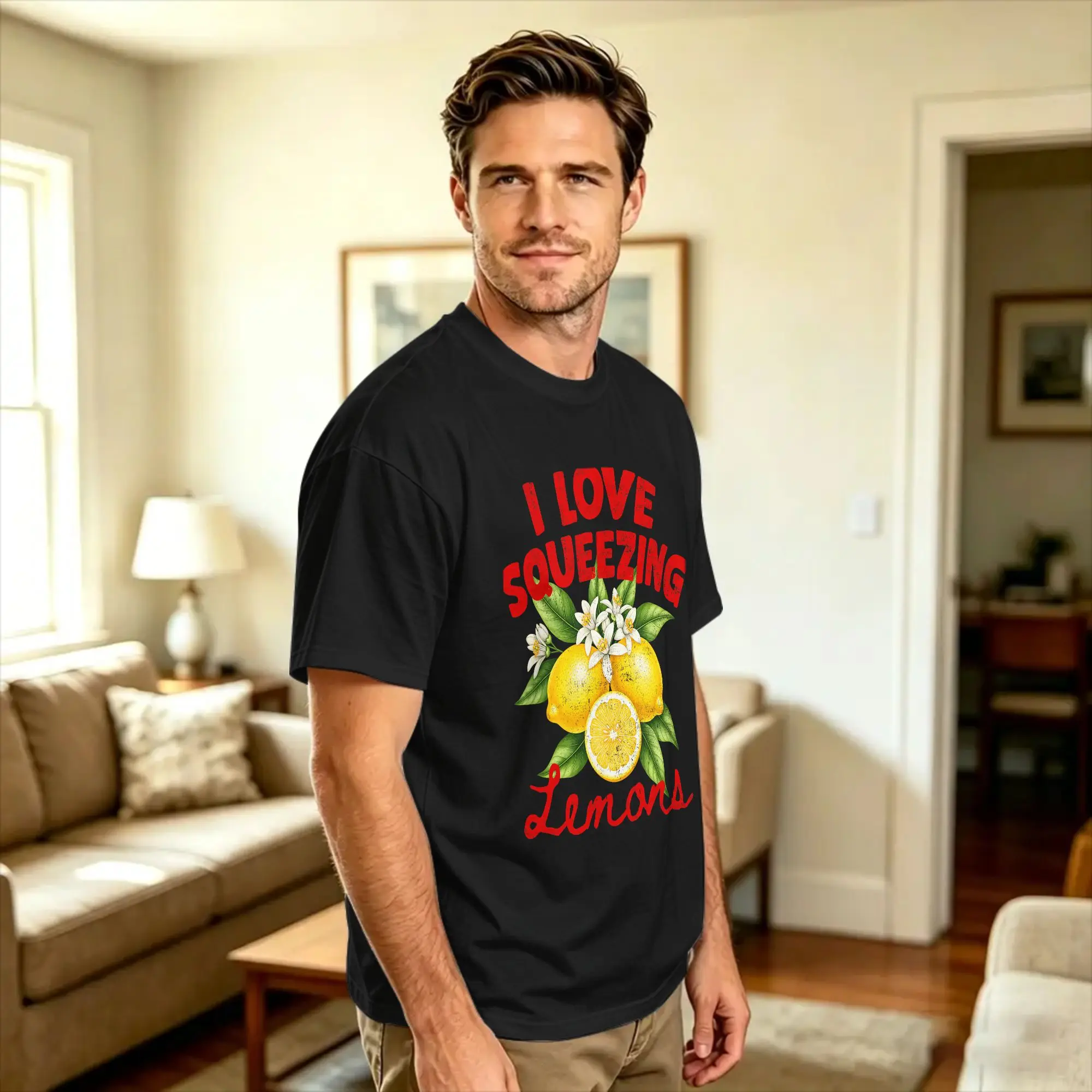 I Love Squeezing Lemons Funny Cotton T Shirt For Men's Summer  Streetwear T-Shirts Fashion Tee Shirt Plus Size Print Clothing