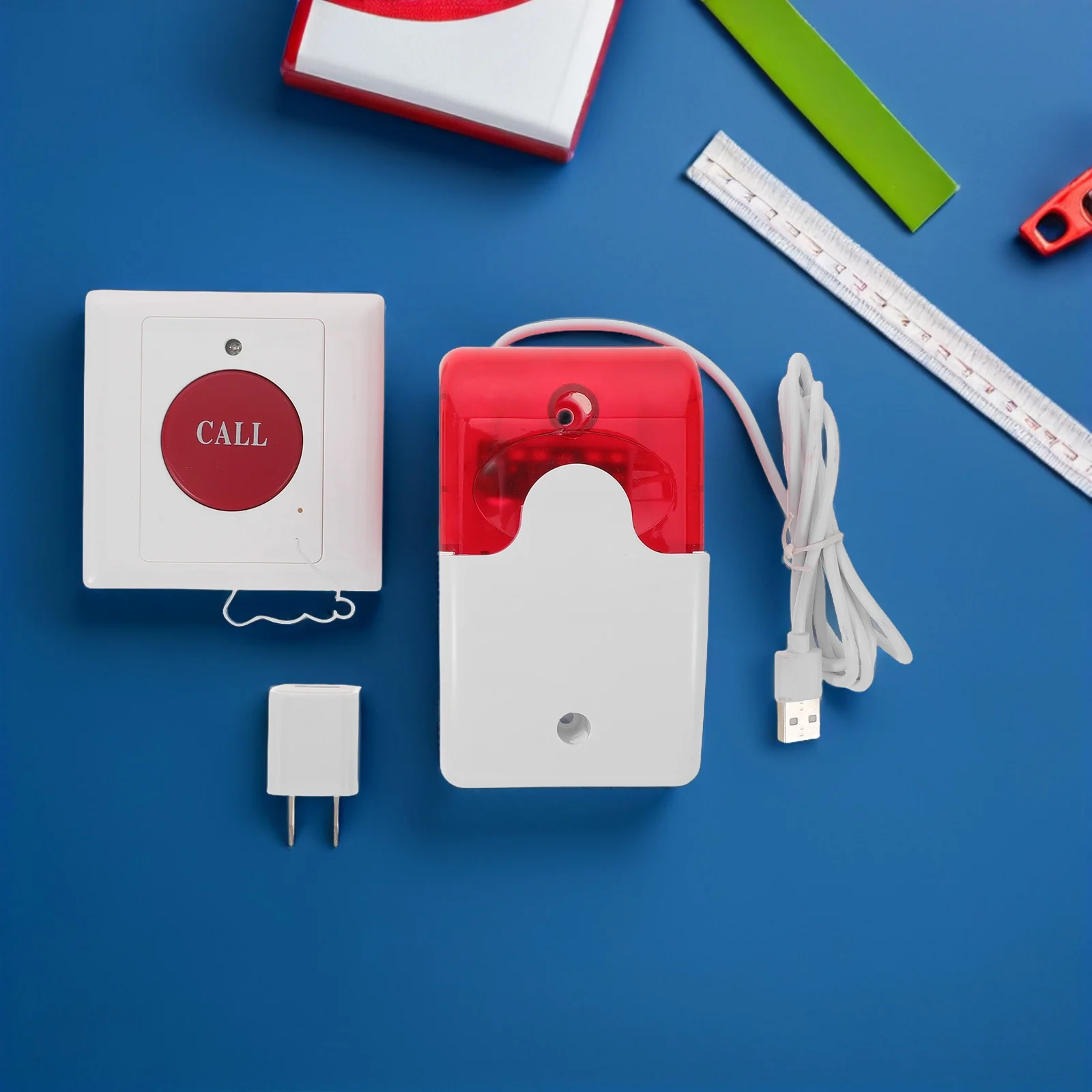 Botón de llamada de emergencia inalámbrico para personas mayores, alarma audiovisual doble, montaje en pared, dispositivo de asistencia para personas mayores para hospitales y enfermería