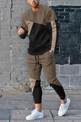 Hot Sell Summer Men Clothing 3d Printed Men's Retro Long-Sleeved T Shirt Pants 2-Piece Set Men Long Sleeve Casual Sweatpants Set