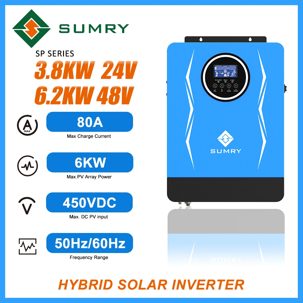 SUMRY SP Hybrid-Wechselrichter, Solarpanel, Leistung 3 kW, 24 V, 230 VAC, 50 Hz/60 Hz, reiner