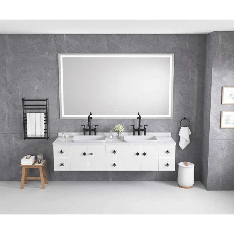

84" x 48" Dimmable LED Bathroom Mirror with Front and Backlight, Anti-Fog, Memory, 3 Color Temperatures