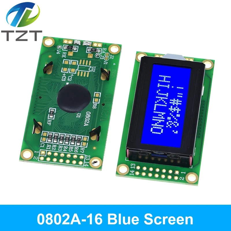 TZT 8 x 2 Modulo LCD 0802 Schermo di visualizzazione caratteri Blu/Giallo Verde per Arduino