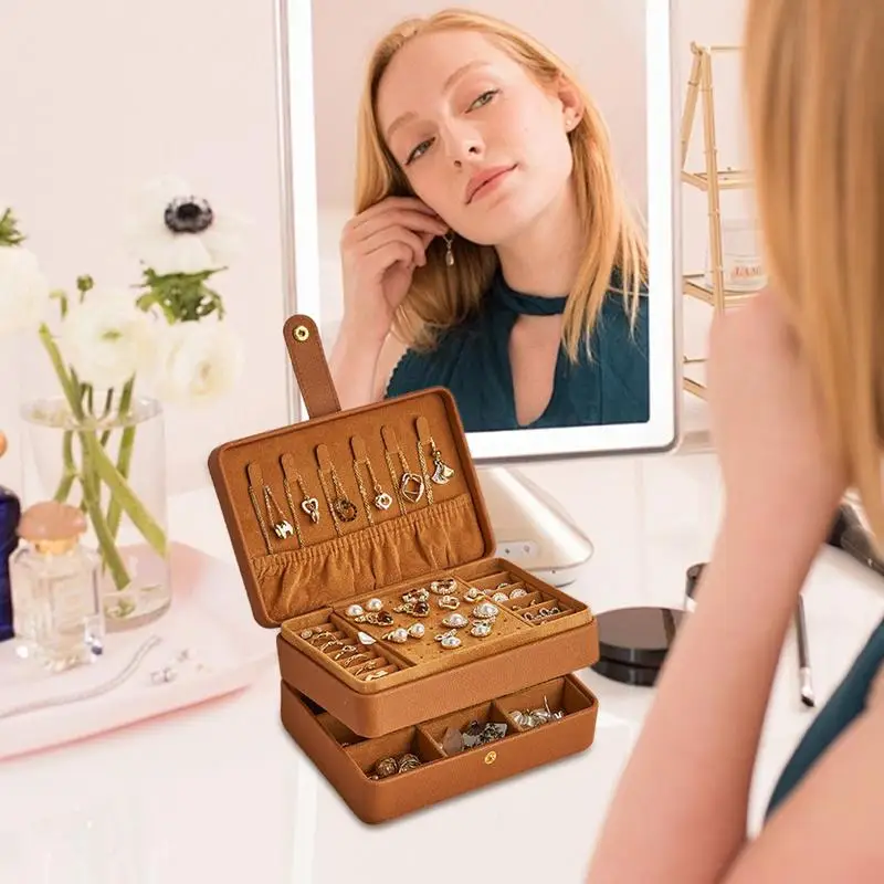 

Jewelry Case Large Jewelry Organizers And Storage PU Leather Case Waterproof Holder Display Home Organization For Stud Earrings