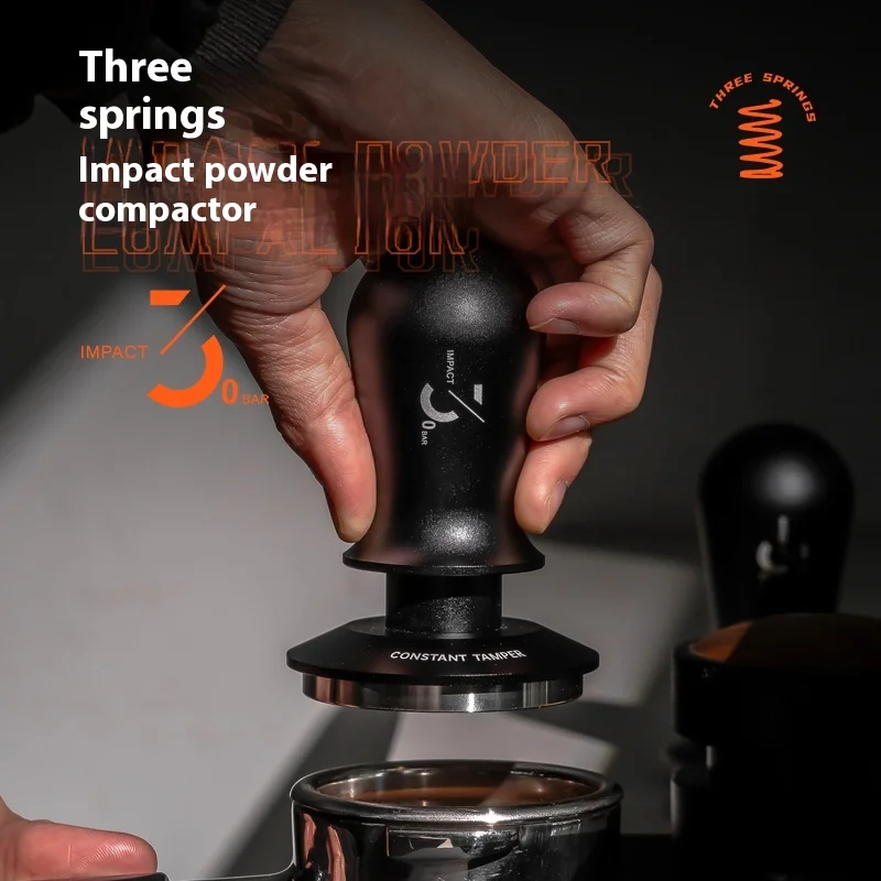 

Professional 30lbs Calibrated Coffee Tamper 3-Spring Impact Hammer 304 Stainless Constant Force Elastic Self-Leveling Tamper