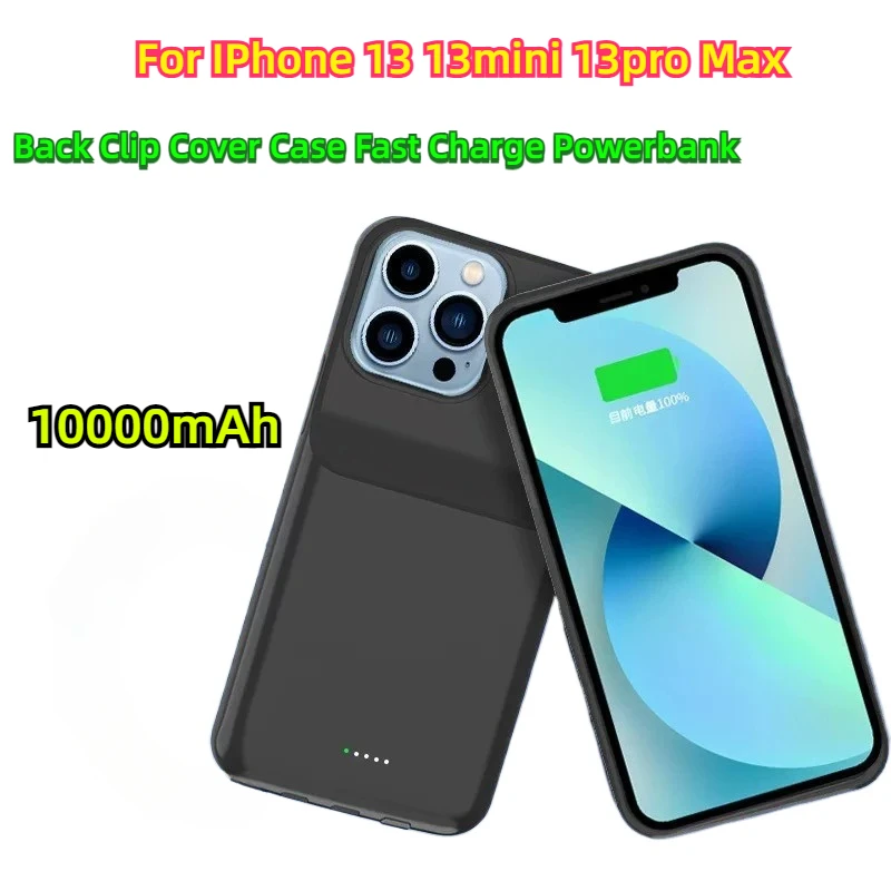 For IPhone 13 13mini 13pro Max Back Clip Cover Case Fast Charge Powerbank 10000mAh Wireless Power Bank Battery Charger Case