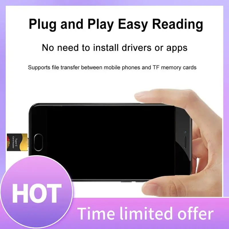 B68A Mini Type-C Card Reader Mobile OTG Card Reader  Card Slot Plug And Play Flash Drive TF Card Reader