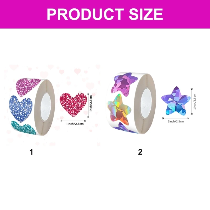 D0UA 5000PCS Dấu dính trái tim/ngôi sao đầy màu sắc