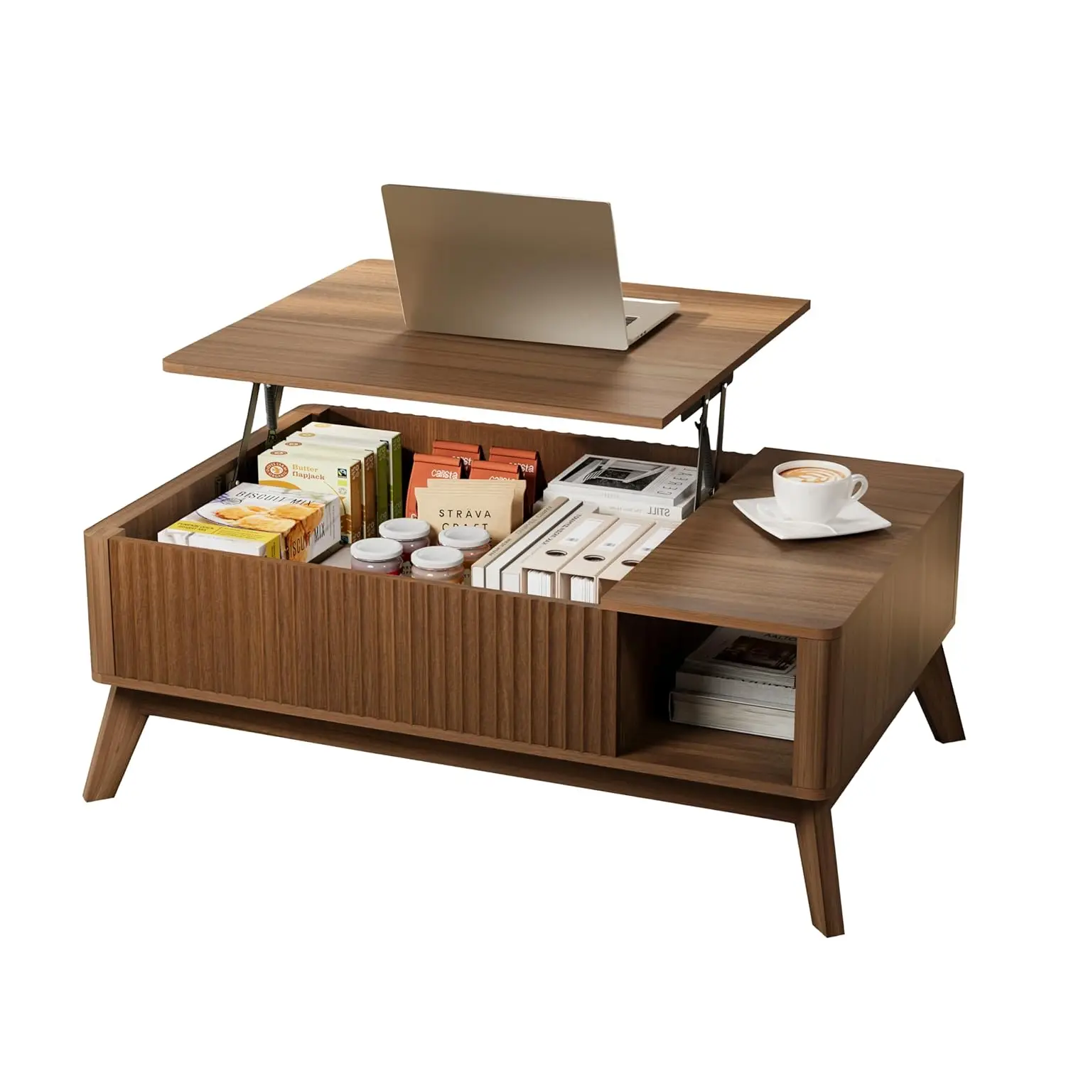 

​​Lift Top Coffee Table with Storage Hidden Compartment, 40" Mid - Century Modern Wooden Living Room Center Table, Adjustable He