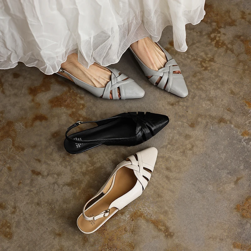 2026 new summer women sandals natural leather plus size 22-25cm sheepskin+cowhide+pigskin cross--strap back-buckle women shoes