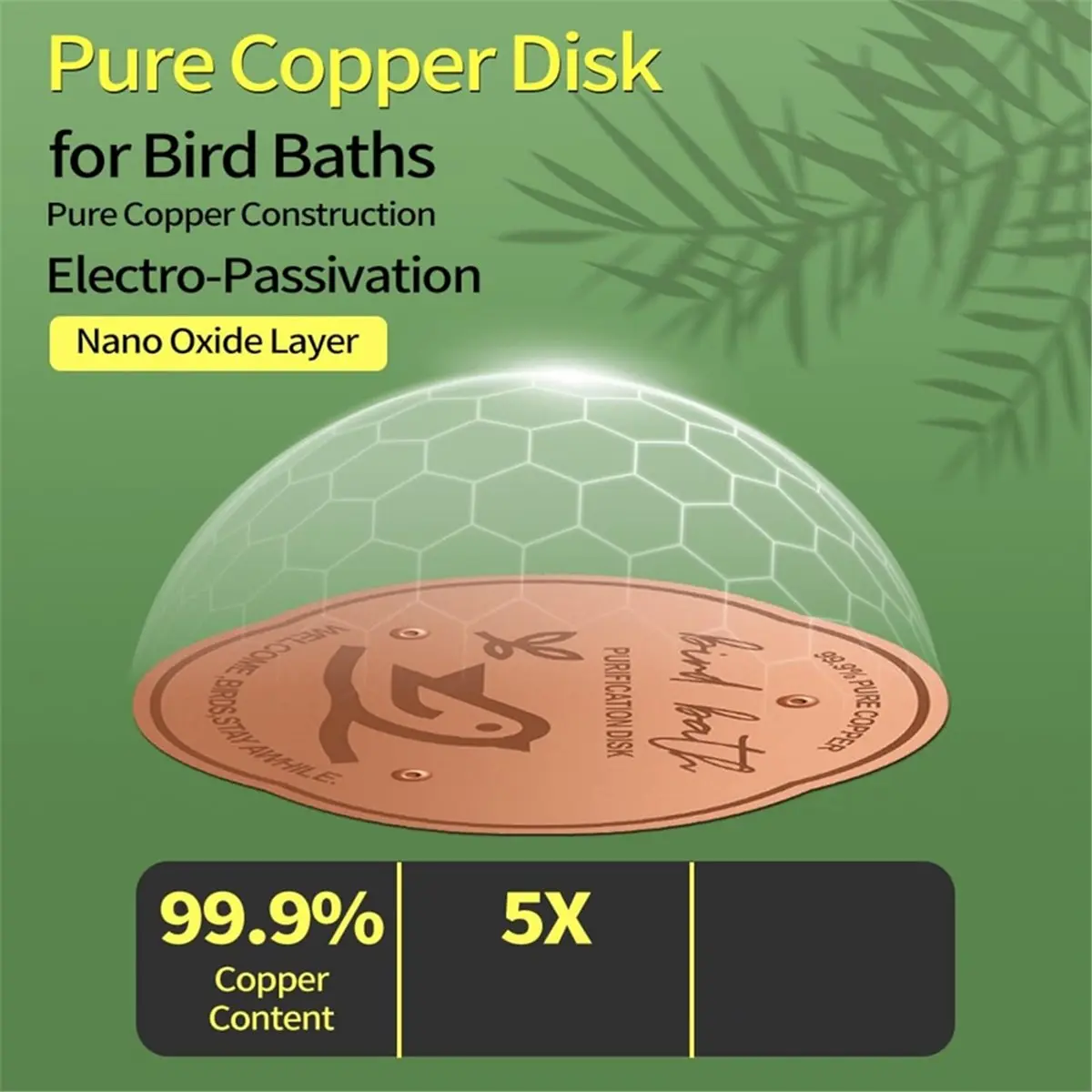 3 Pack Copper Bird Bath Disk, Decorative Purification Birdbath Disc , Natural All-Weather Water Care Cleaner for Outdoor