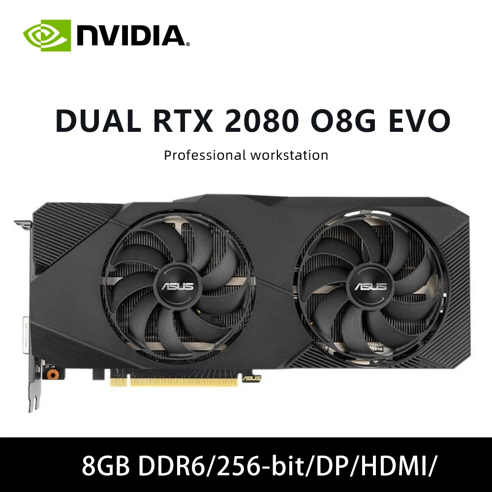 بطاقة رسومات ASUS DUAL RTX 2080 O8G EVO & DUAL RTX 2080S O8G EVO GDDR6 8GB 256bit تدعم PCI Express 3.0 HDMI DP مروحة مزدوجة