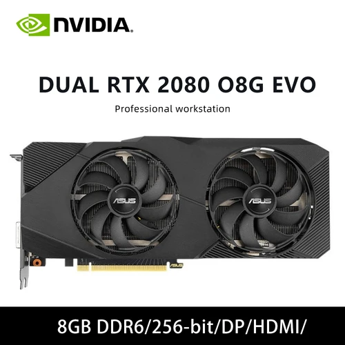 Imagen 1 del producto Tarjeta gráfica ASUS DUAL RTX 2080 O8G EVO y DUAL RTX 2080S O8G EVO GDDR6 8GB 256bit compatible con PCI Express 3,0 HDMI DP doble ventilador