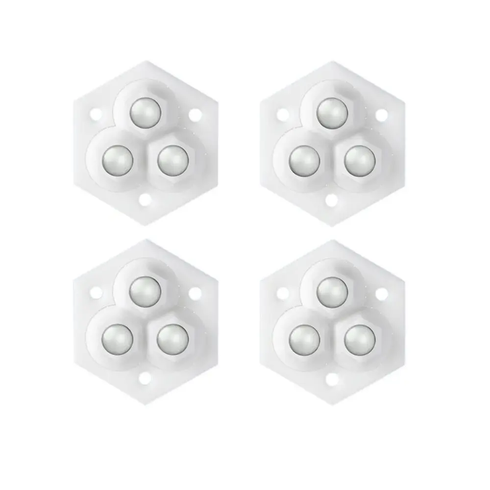4Pcs Mute Self-Adhesive Universal Pulley Heavy Duty 360° Rotation 3 Beads Pulley 3Beads No- punching Universal Wheel Cabinet