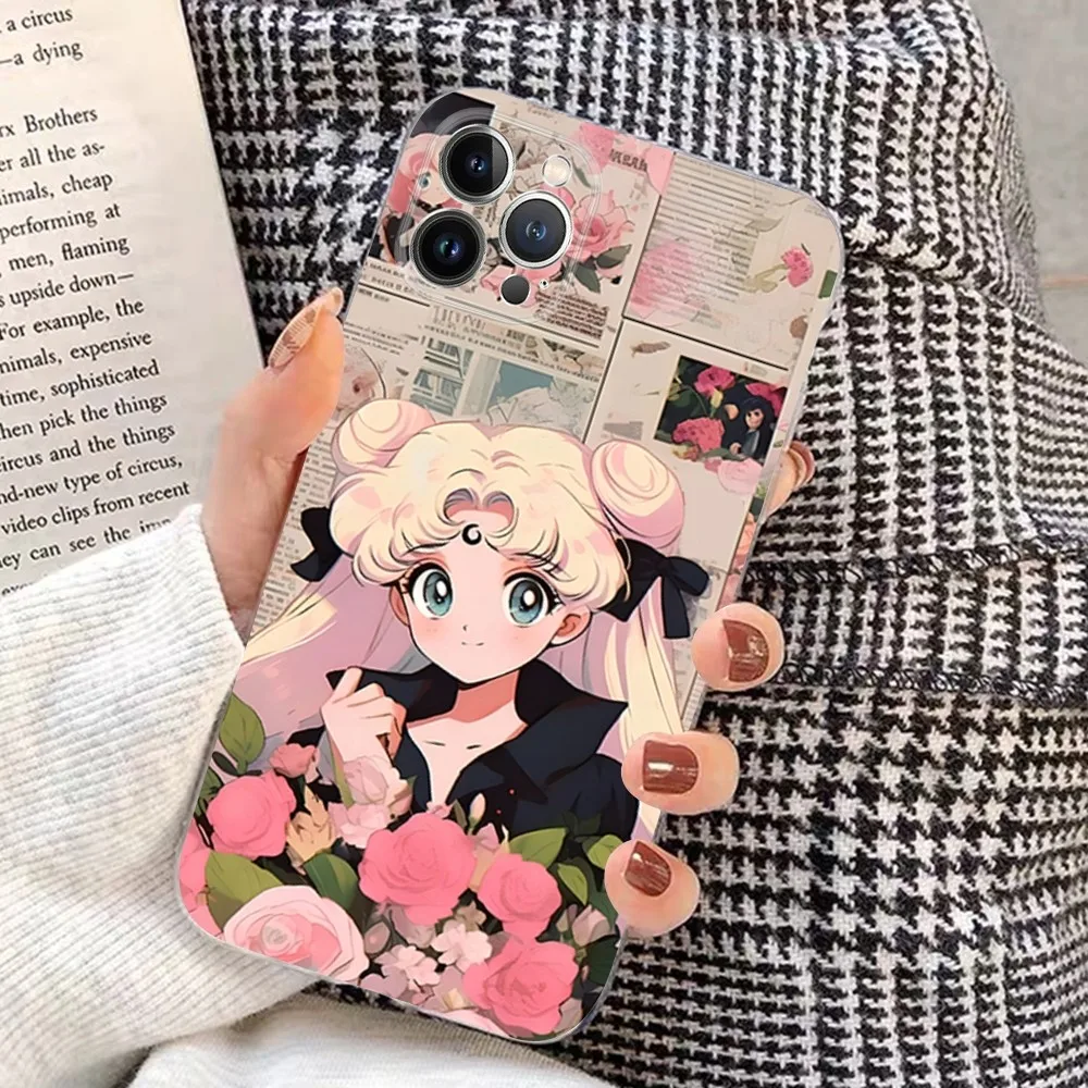 S-Sailor Anime M-Moon Phone Case For iPhone 15 14 11 12 13 Mini Pro XS Max Cover 6 7 8 Plus X XR SE 2020 Funda Shell