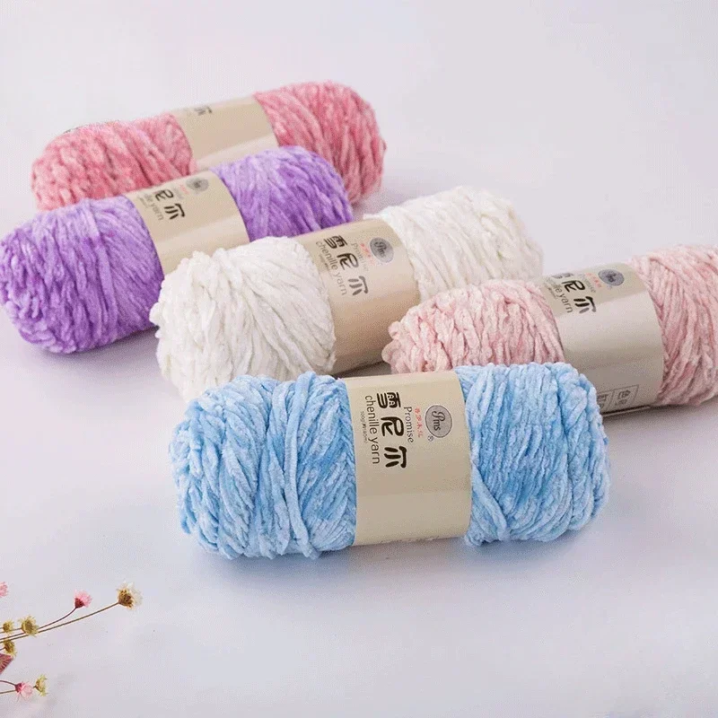 100g /Roll Polyester Velvet Yarn Crochet Knitting Yarn Soft Baby Yarns Chenille Yarn DIY Hand-Knitted Sweater Wool Yarns 120M