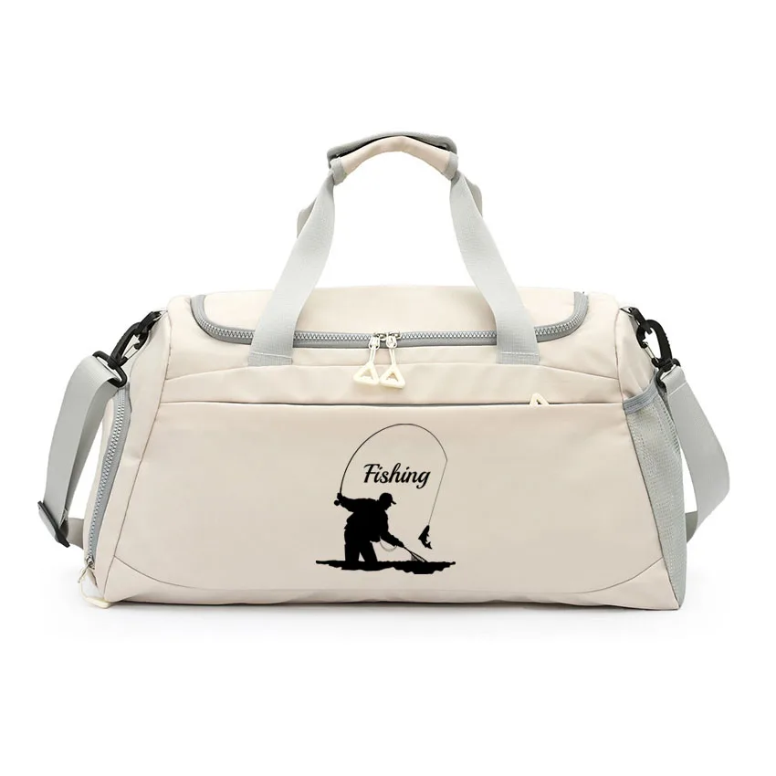 

Fishing Pattern Printed Large Capacity Duffle Bags with Shoe Compartment Sports Fitness Basketball Bags for Women Men Yoga Bag