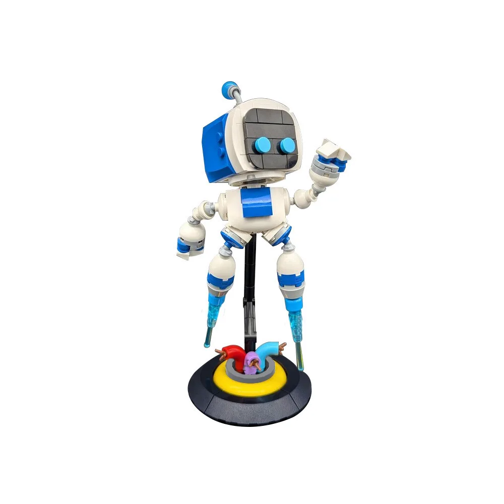 MOC Astro Bot Baustein Modell Cosmic Adventure Spiel Figur Kreative Cartoon Roboter Montage DIY Ziegel Spielzeug Kinder Geschenke