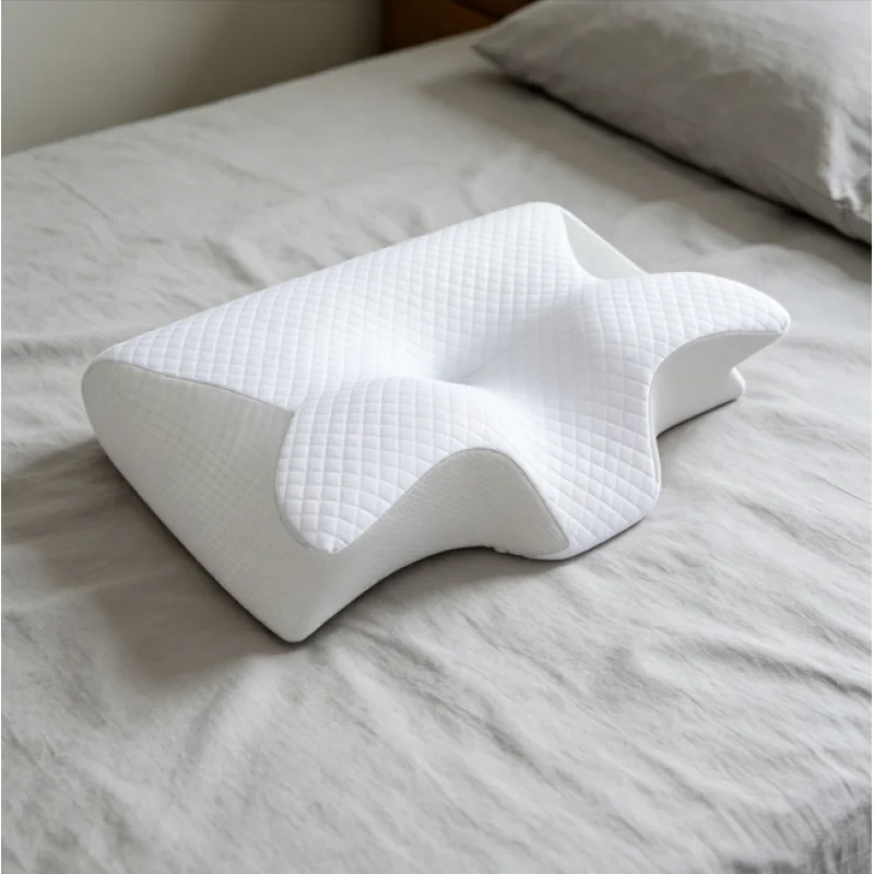 Almohada Cervical de Espuma Viscoelástica con Forma de Mariposa, Almohada Ortopédica de Rebote Lento, Almohada de Soporte para Masaje Cervical para el Hogar y el Dormitorio