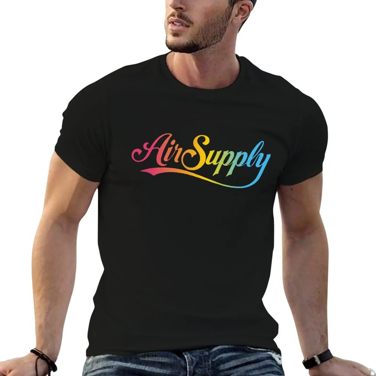 Logo Air Supply rainbow text Classic T-Shirt Man t-shirt customs design your own Short sleeve tee men