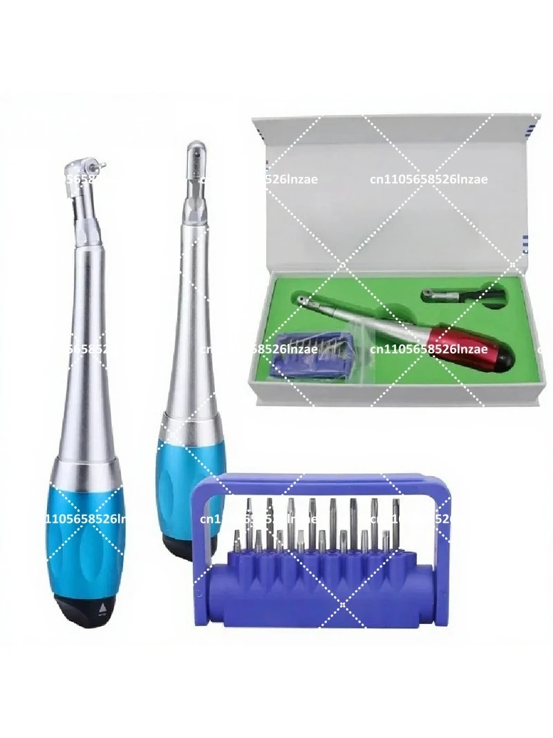 16pcs Dental Implant Restoration Adjustable Torque Wrench 5N-35N Drivers 2.35mm Latch Type Bits Contra Angle
