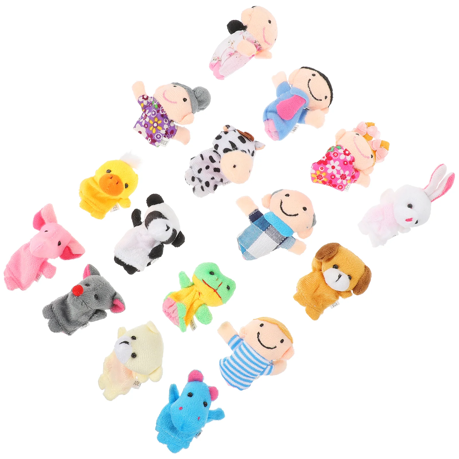 16pcs Finger Puppets Story Time Finger Props Toy Animals and Family Members Finger Puppets Mixed Style