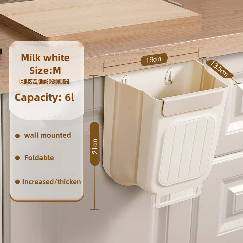 Foldable Hanging Trash Bin for Kitchen Thick Large Mouth Multi Functional Waste Bin Garbage Bin trash can foldable bin New
