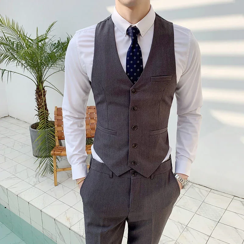 

46 Men's groom wedding suit best man vest suit slim fit vest pants suit