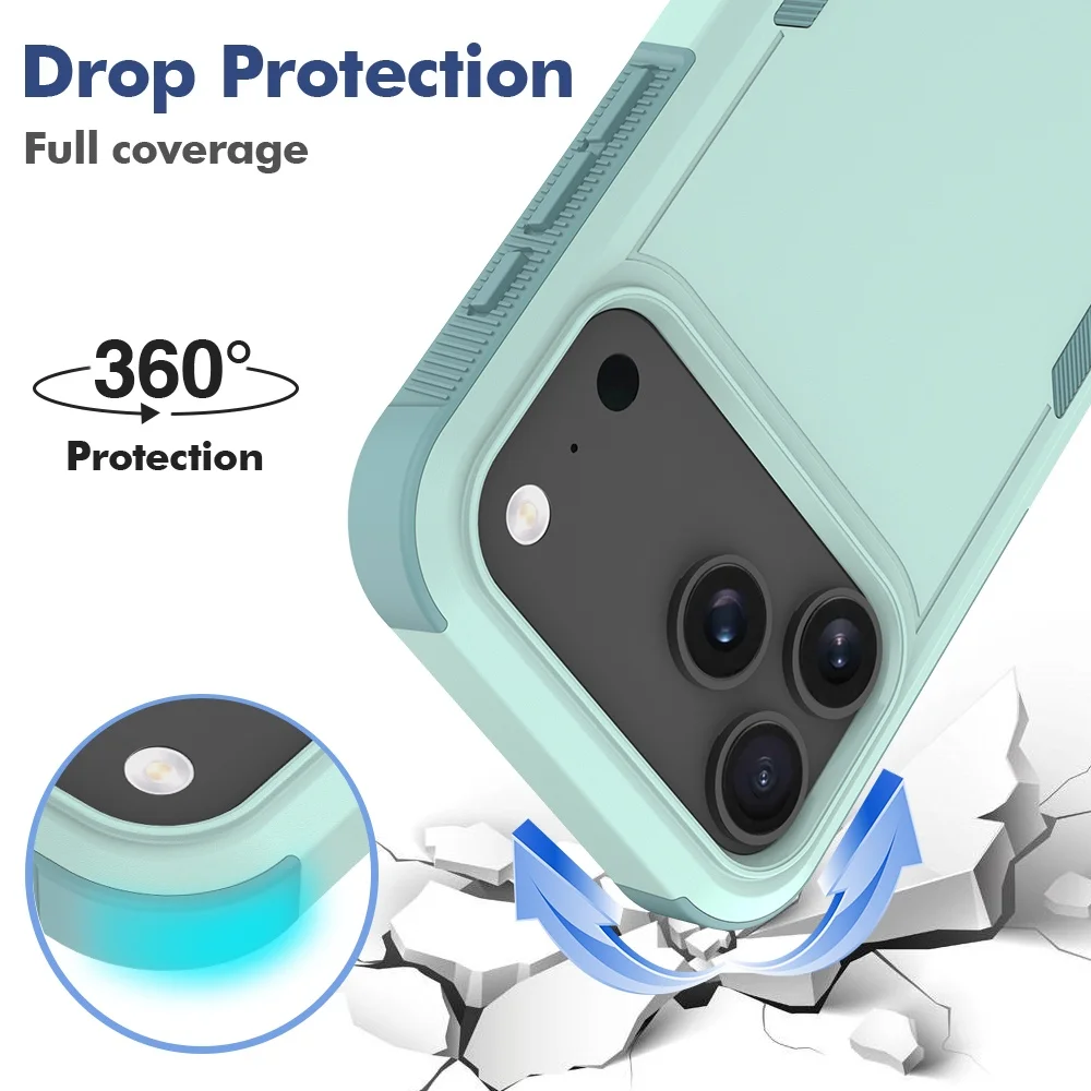 Military Rugged Ott-Box Shockproof Case For iPhone 17 Air 16E 15 14 Plus 13 12 11 Pro Max Practical Hybrid Armor Anti-Fall Cover