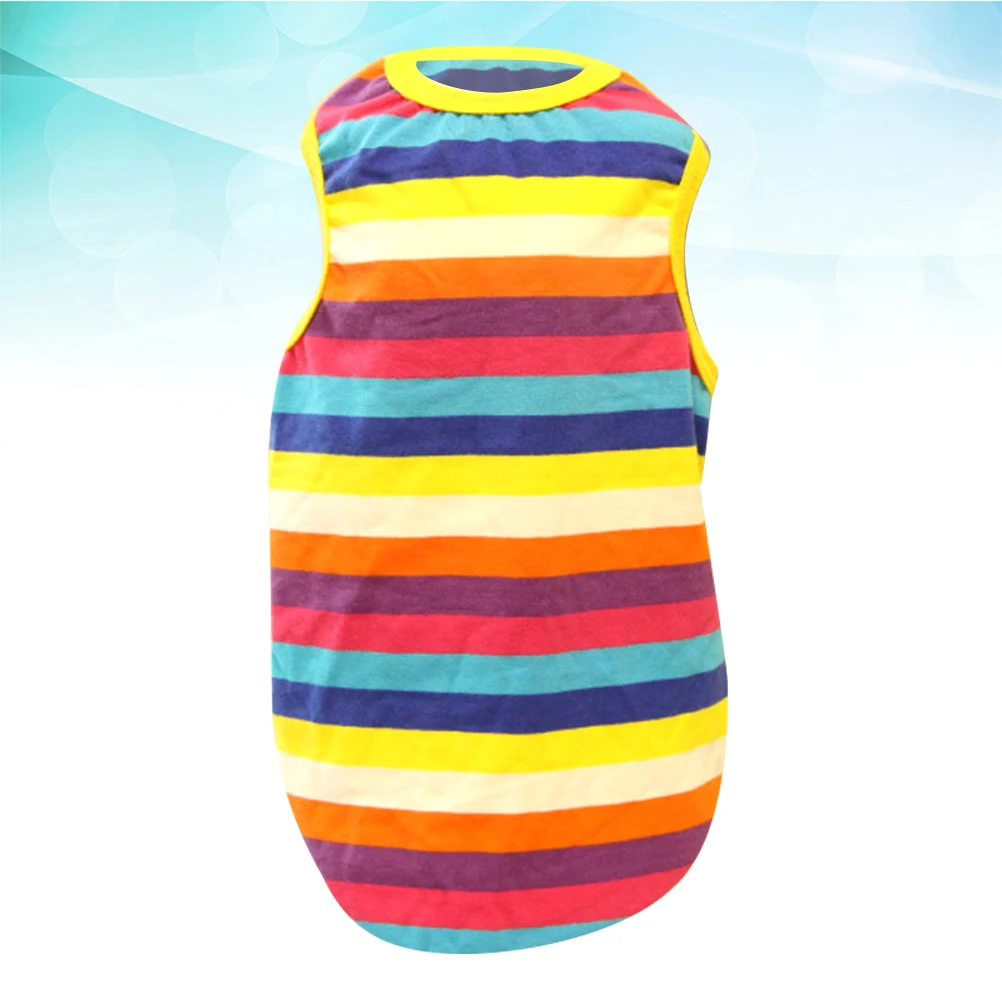 

Rainbow Stripes Costume Vest Colorful Printing Pet Costume Cute Small Size Colorful Dog Vest Summer Dress Durable Cotton