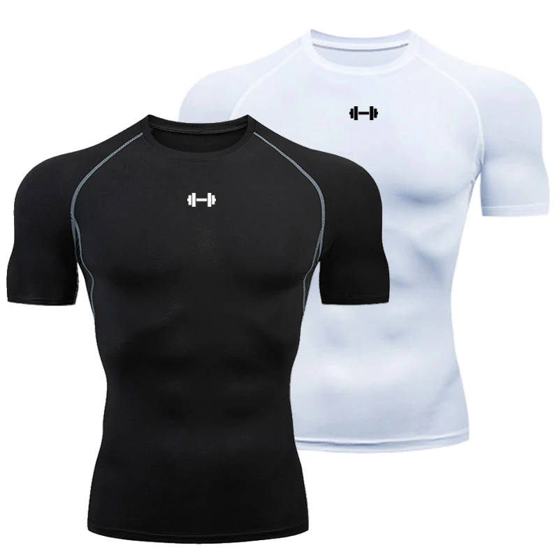 

Compression T Shirt Men Summer Sportswear Running T-shirt Elastic Quick Dry Sport Tops Tee Athletic Gym Workout Shirts Men