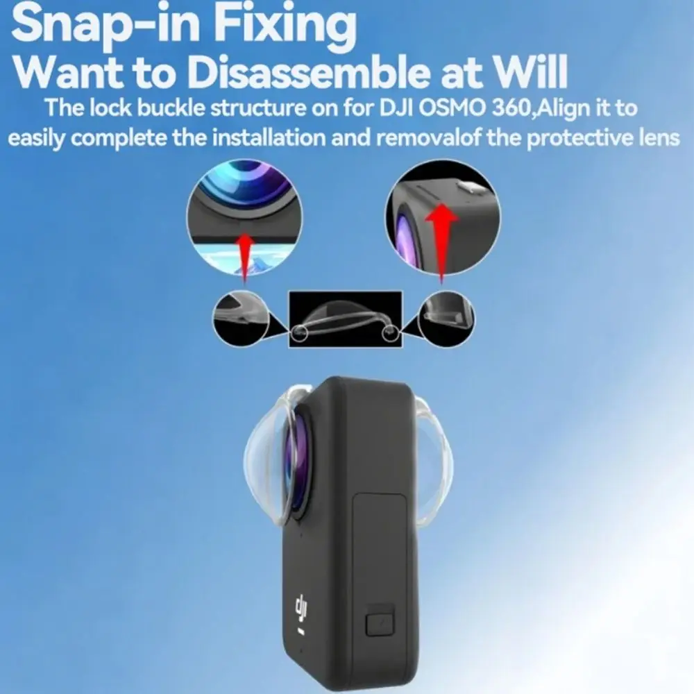 Protector de lente de plástico, Protector de lente extraíble anticolisión, tapa protectora de lente HD antiarañazos para DJI Osmo 360