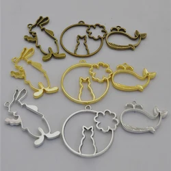 Animal UV Resin Epoxy alloy frame bottom Charm Photo Frame Bronze Tone Ancient Necklace Bracelets Pendant DIY Jewelry Supplies
