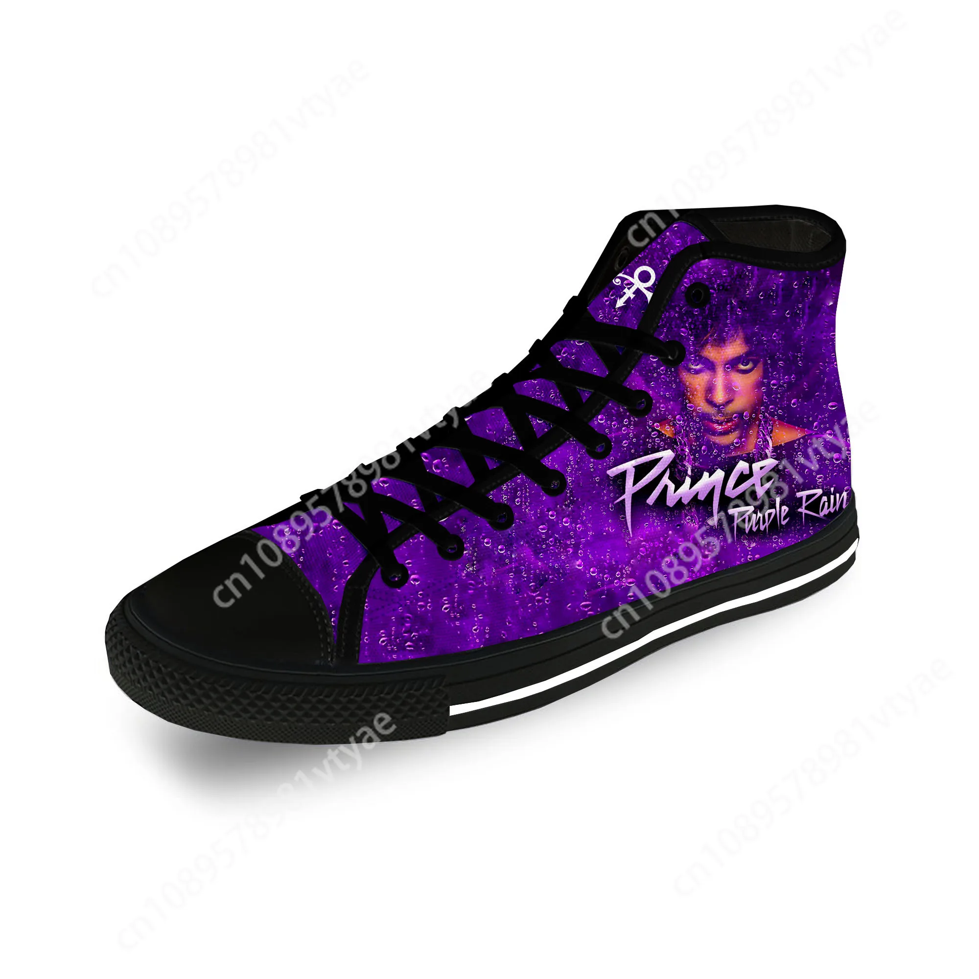 Music Singer Prince Rogers Nelson Purple Rain Casual Cloth Custom High Top Canvas Fashion Shoes Men Women Breathable Sneakers