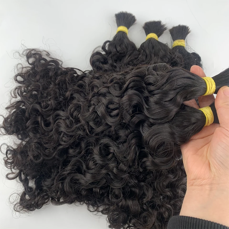 Italian Curly Bulk Human Hair Bundle No Weft for Braiding 100% Unprocessed Human Virgin Hair 12A Water Wave Wet Wavy Hair