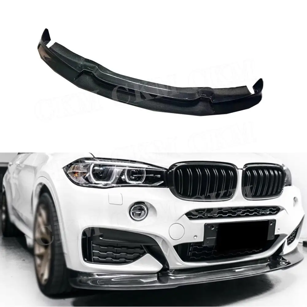 

CKMUUER Carbon Fiber For BMW X6 F16 M Sport 2014 2015 2016 2017 2018 Front Bumper Lip Chin Spoiler Car Styling FRP Body Kits