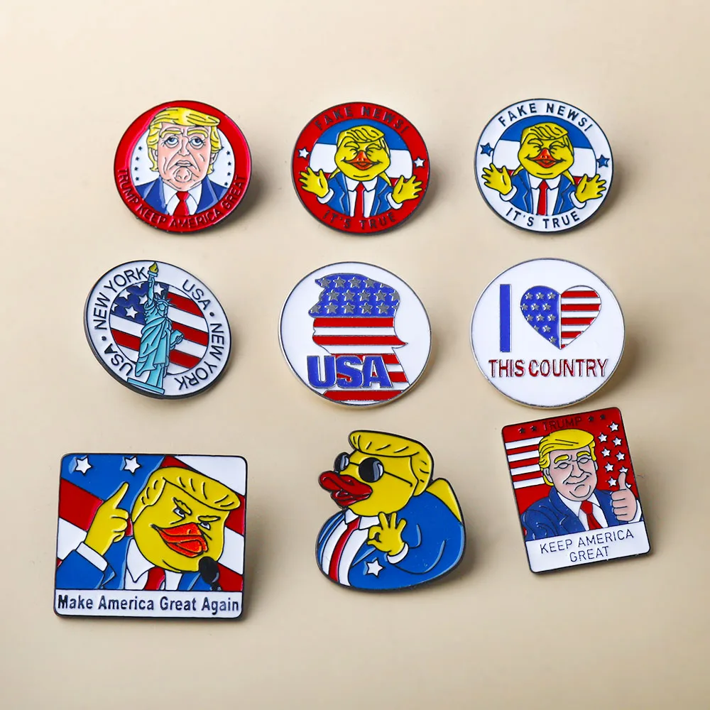 

Anime Figure Trump Enamel Pins Brooch MAKE AMERICA GREAT AGAIN Badge Brooches Jewelry Gift For His Supporters Accessories