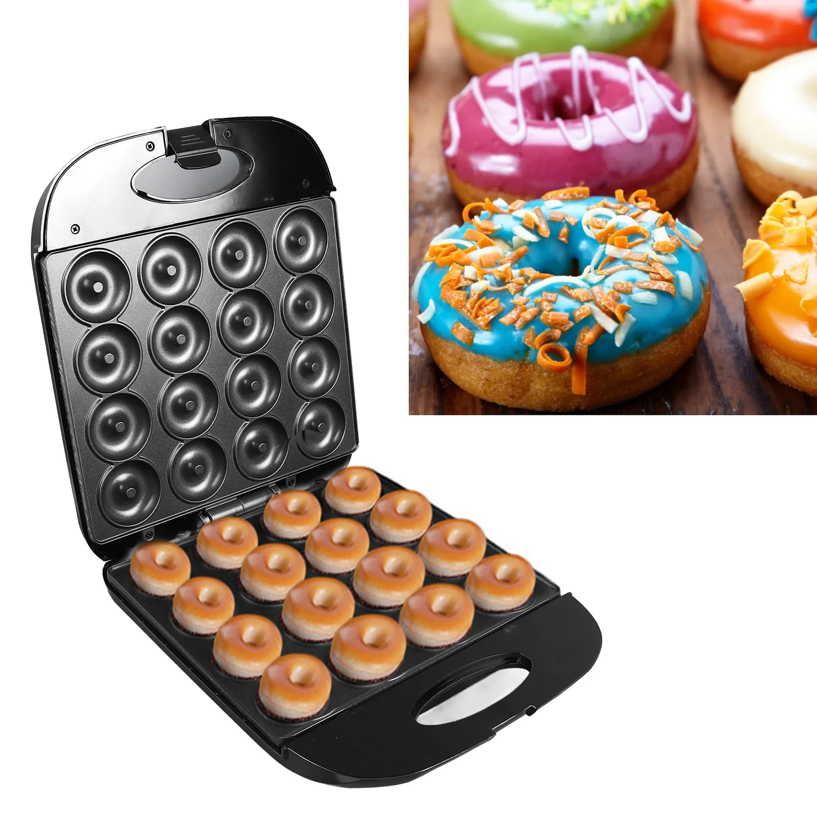 

1400W Mini Donut Maker Machine Make 16 Doughnuts Anti Stick Easy Clean Pancakes Maker Machine for Kitchen