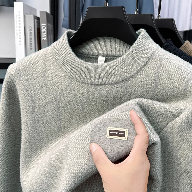 Maglione lavorato a maglia Maglione da uomo 2025 Nuovo outfit da papà a collo semi alto autunno e inverno per il calore