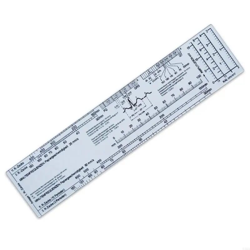 63HA Heart Rate Scale Ruler Heart Rate Measuring Tool Caliper for Interpretation, Electrocardiogram Ruler Measuring Ruler