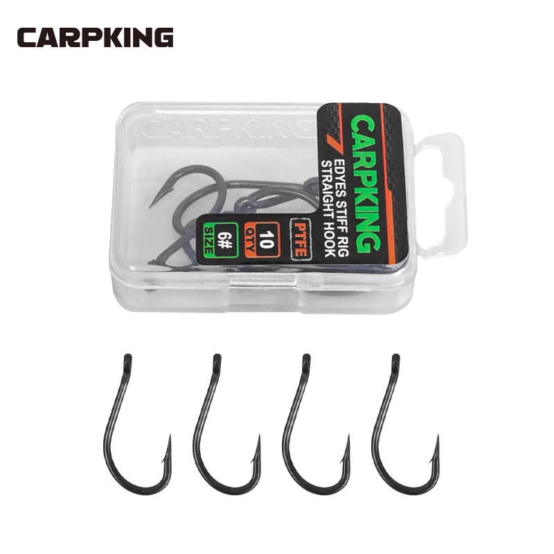 

Carp Fishing 10pcs High Carbon Stainless Steel Barbed Fish Hook PTFE Coating Carp Fishing Hook Link Accessories Tackle