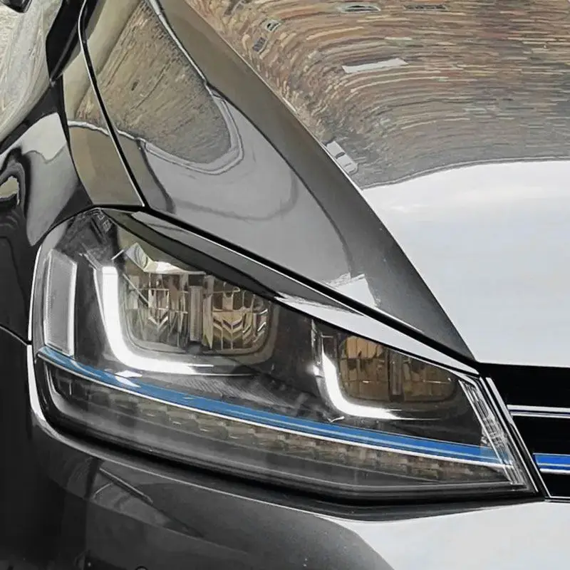 

2pcs Car Accessories Headlight Eyebrow Trim Cover For VW Golf 7 MK7 R-Line GTI GTD GTE TDI TSI MPI 2014-2018 ABS Glossy Black