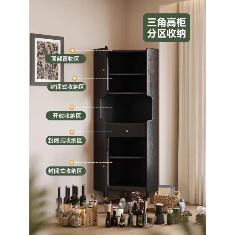 For Corner Cabinet Living Room Solid Wood Dining Room Triangle Wall Wine Cabinet Right Angle Shelf