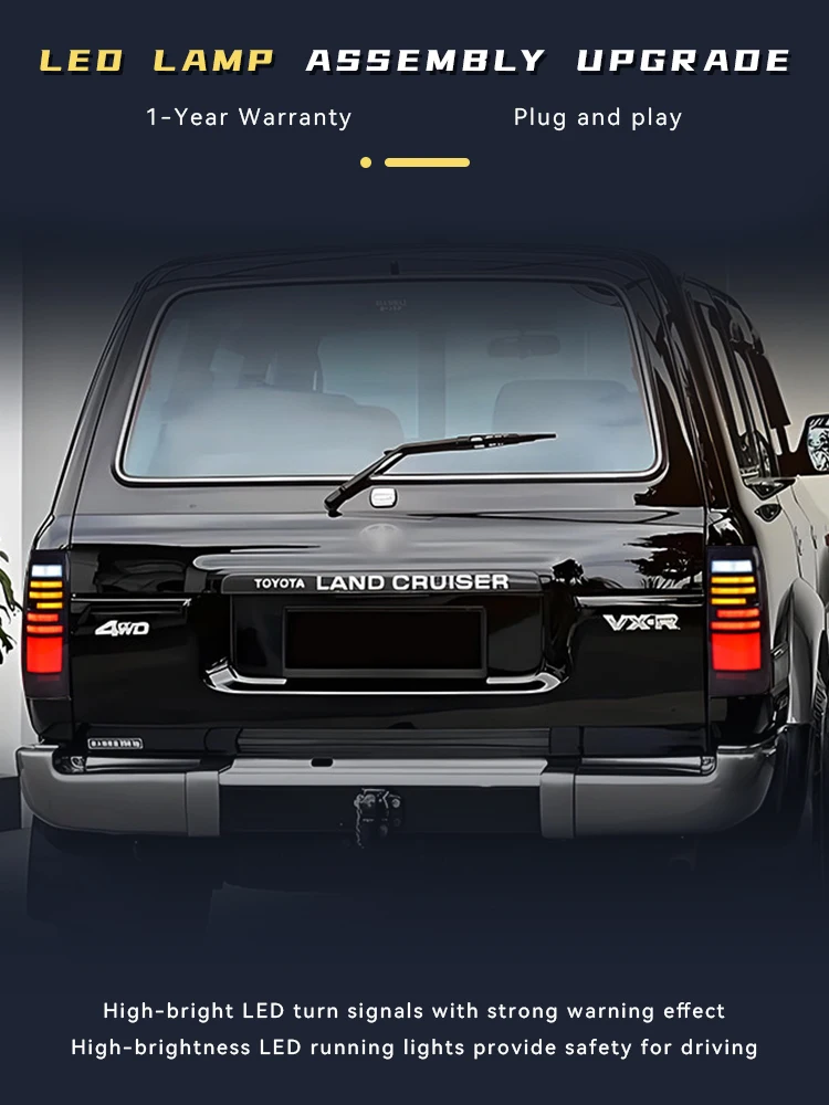 

Задние фонари для Toyota LC80 Land Cruiser 1989-1998 годов, модифицированные задние фонари с DRL, автомобильные аксессуары, светодиодные лампы, автоматическое управление.